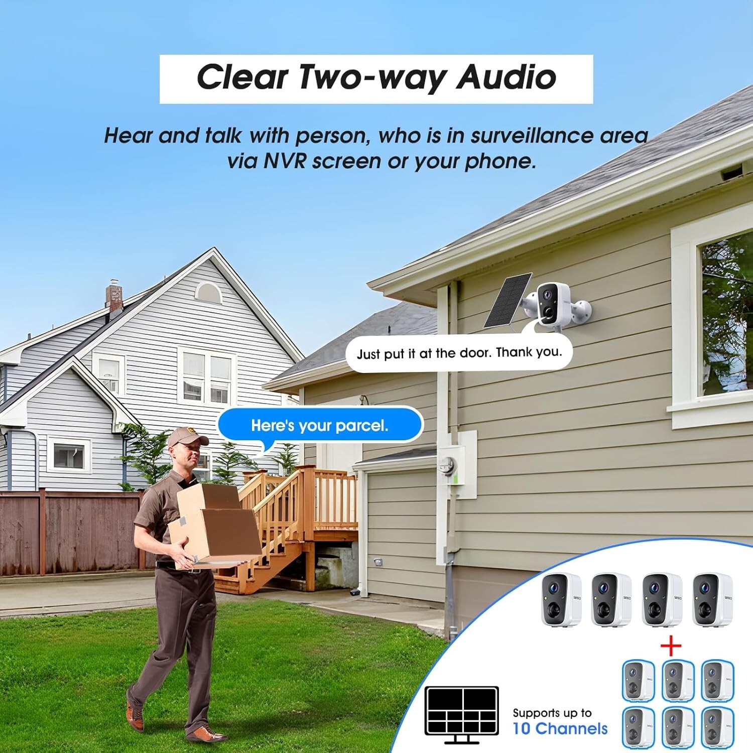 SANSCO 4MP Solar Wireless Security Camera System 10” Monitor 10CH NVR 128GB