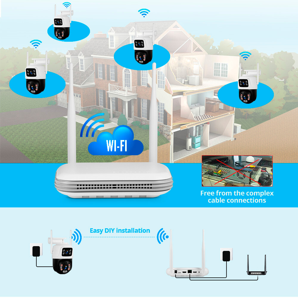 KERUI Security Camera System Outdoor Wireless Audio Wifi Home CCTV 6MP 8CH NVR
