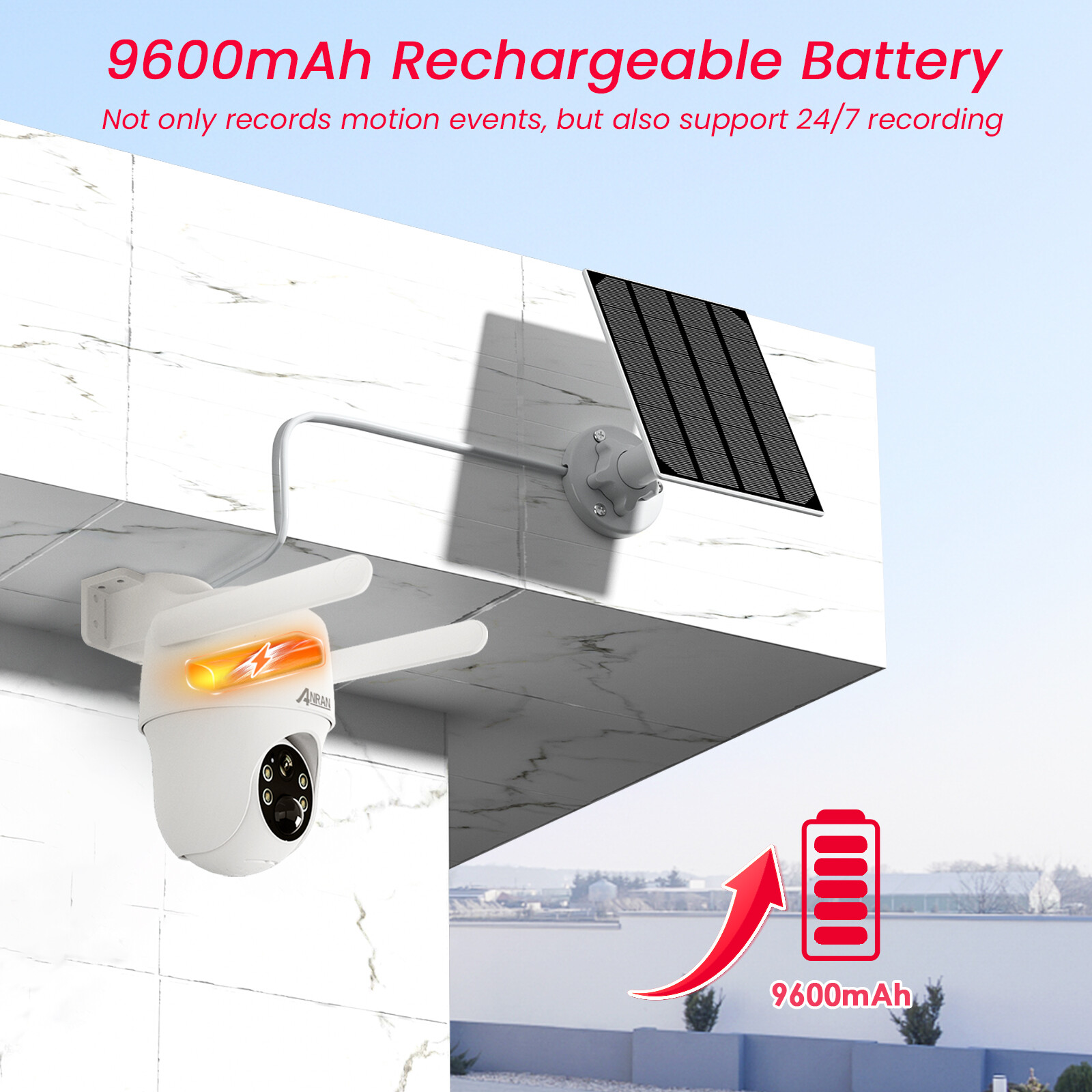 ANRAN 4G LTE Security Camera Outdoor Solar Battery Powered Wireless W/ Sim Card