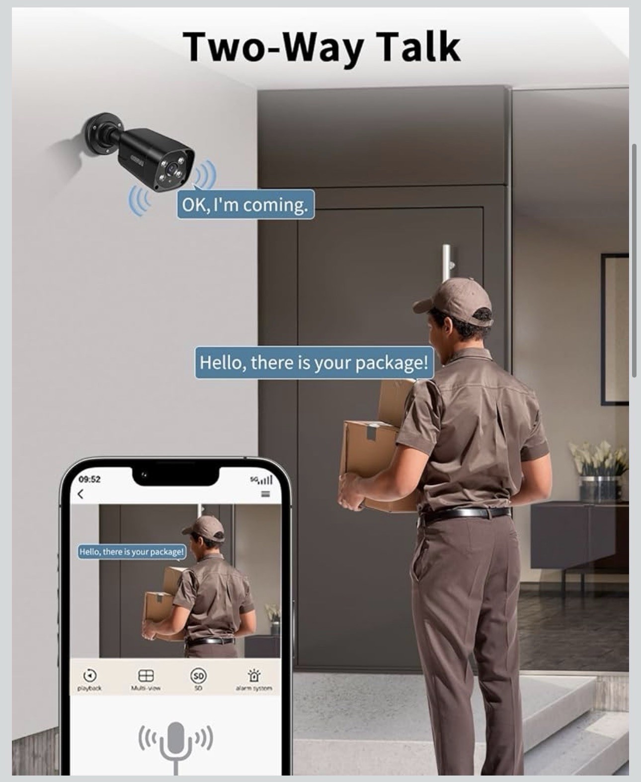 OHWOAI 4K Ultra 8.0MP PoE Security Camera System w/ 4 Cameras & 2 Way Audio
