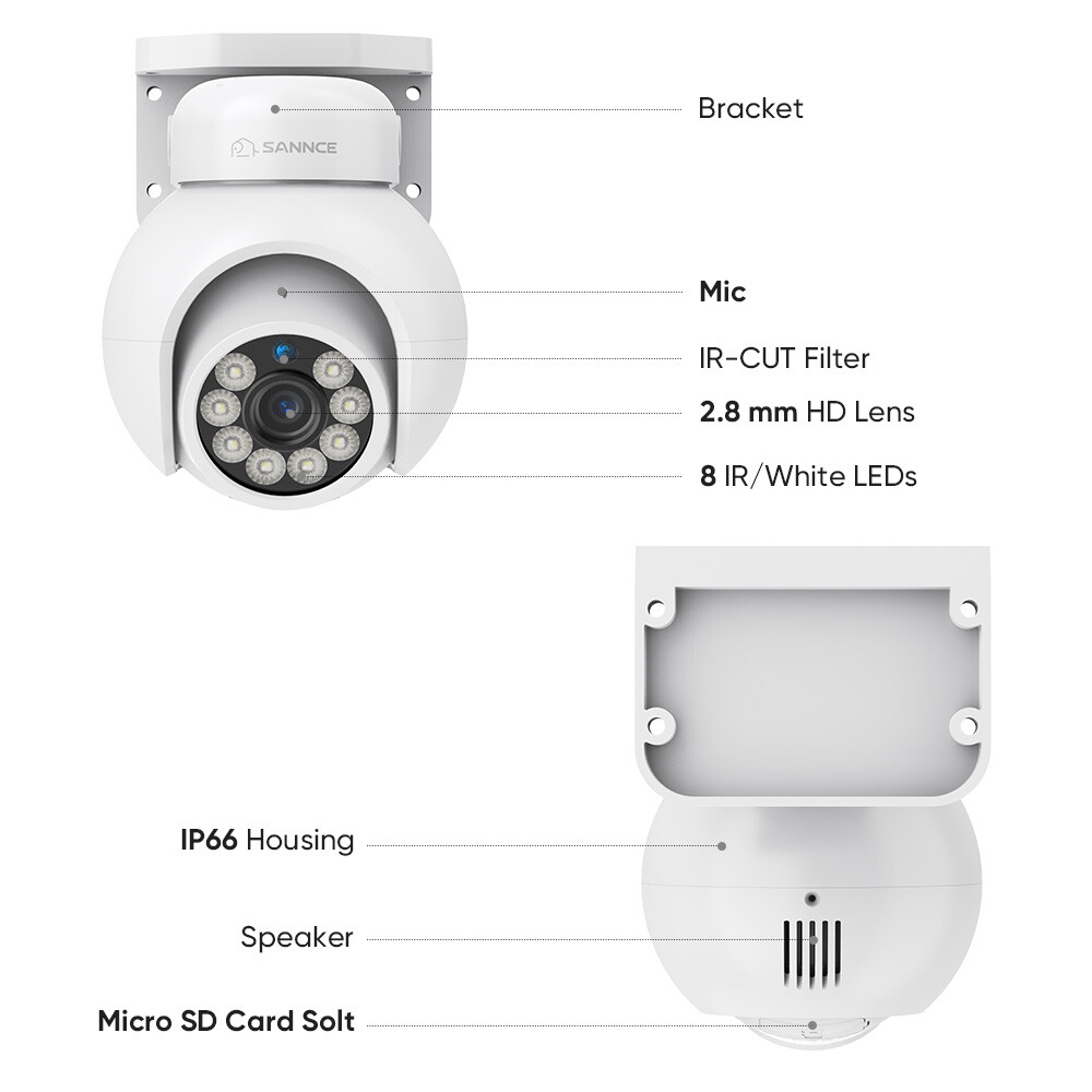 SANNCE 16CH NVR 4K 2 Way Audio PoE PT Security Camera System Outdoor Color Night