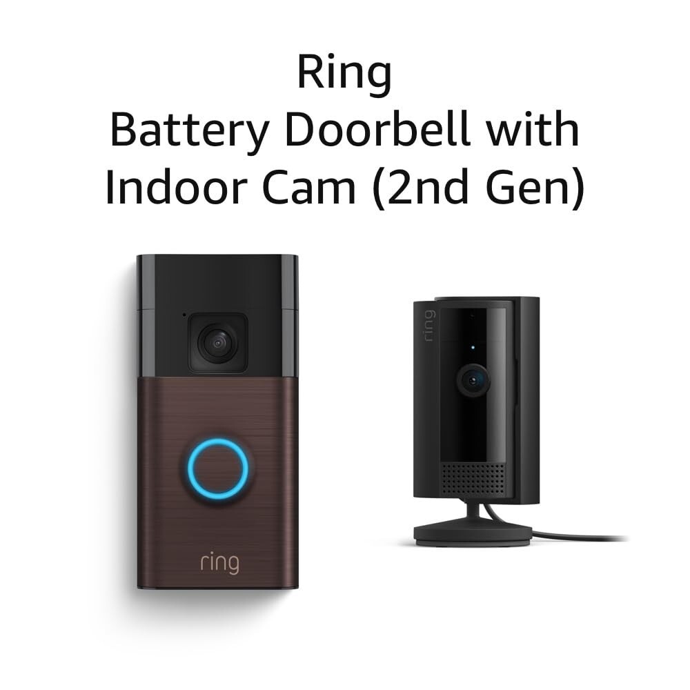 Ring Battery Smart WiFi Video Doorbell with Plug-in Indoor Camera and Chime
