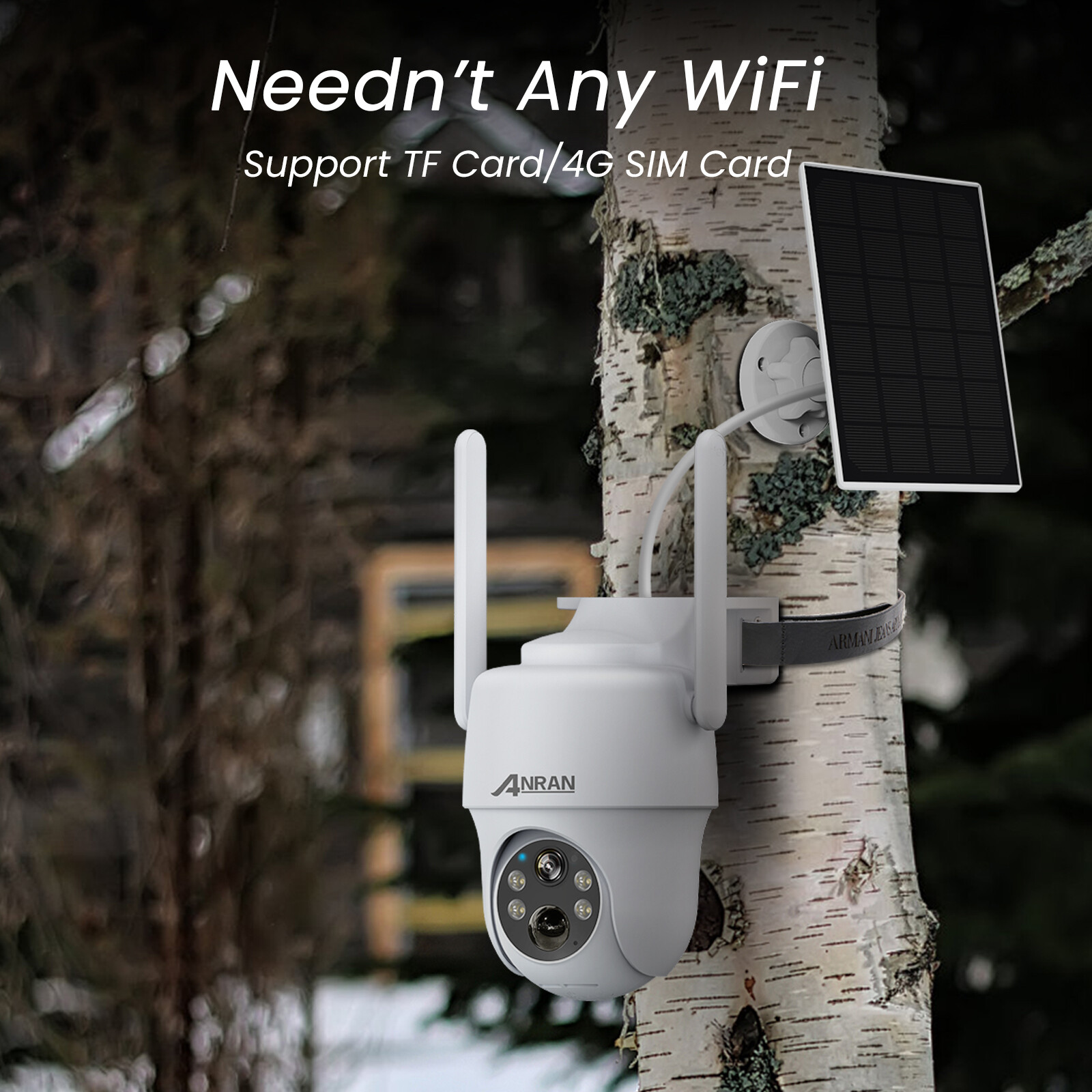 ANRAN 4G LTE Security Camera Outdoor Solar Battery Powered Wireless W/ Sim Card