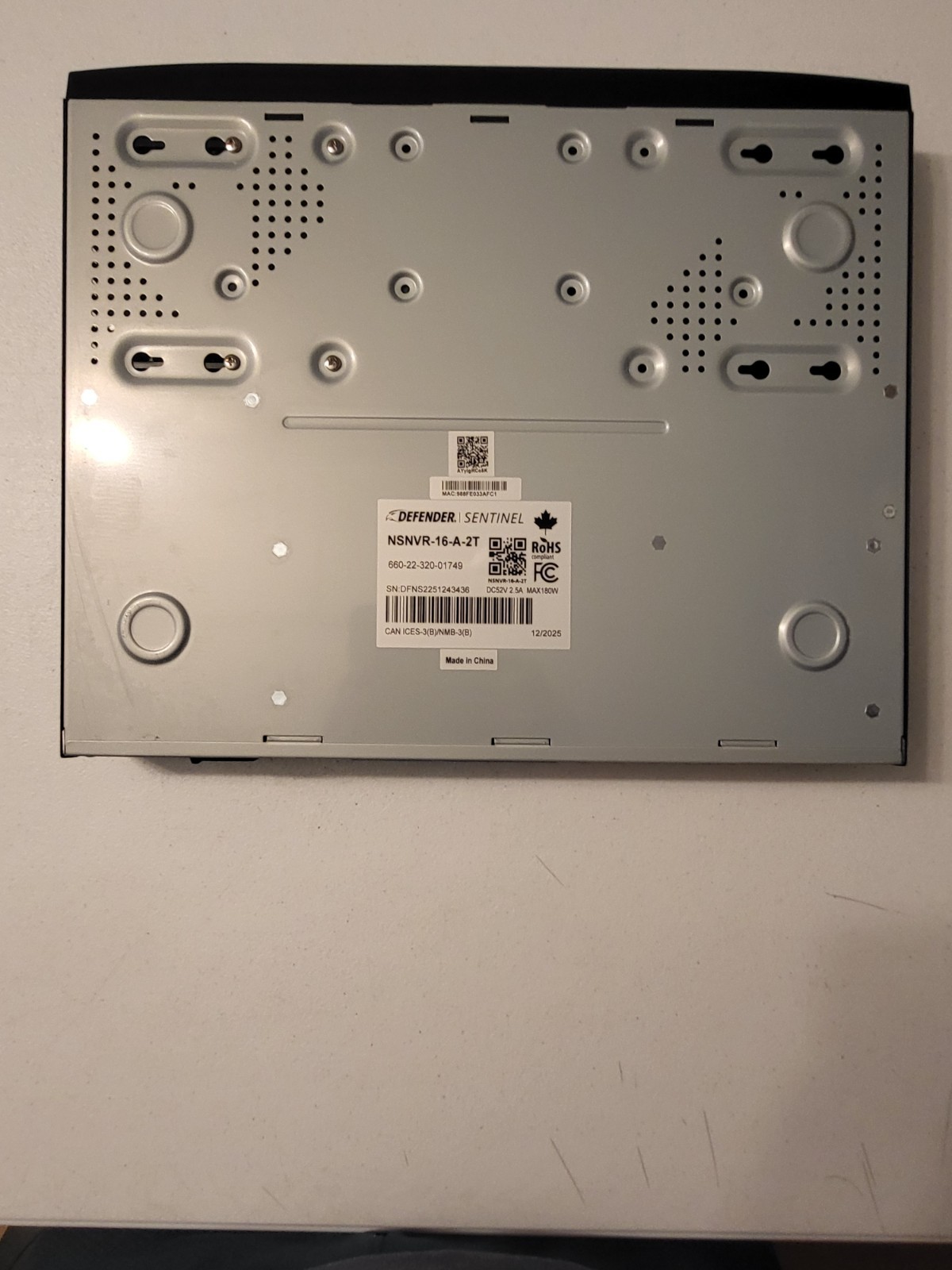 Defender Sentinel NVR, NSNVR-16-A-2T, 4K Ultra HD 16 Ch POE 2TB No Cameras Open