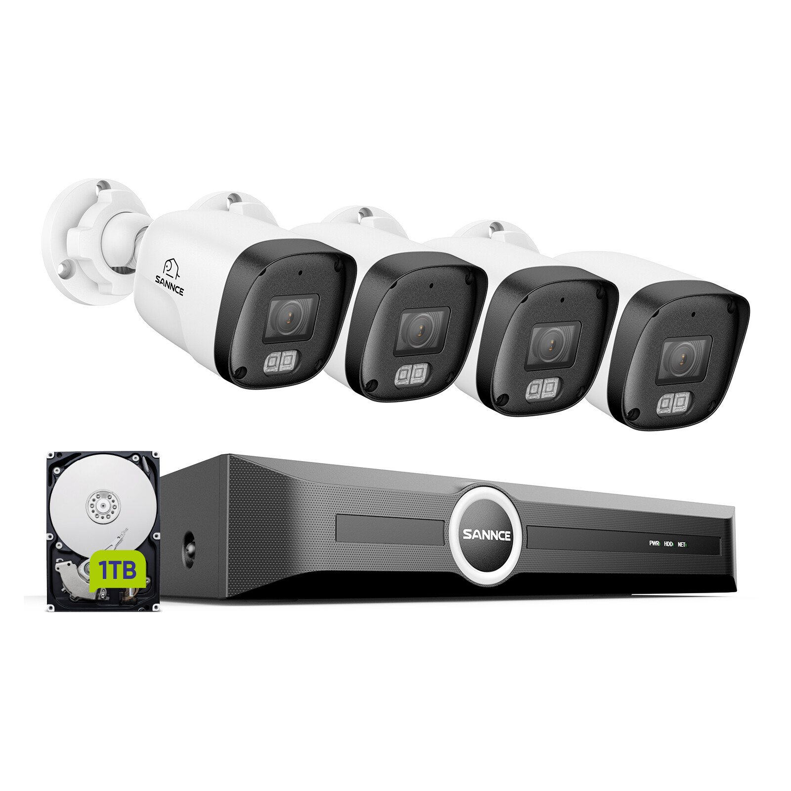 SANNCE 3MP POE IP Security Camera System Audio Recording 8CH 6MP NVR Outdoor 1TB