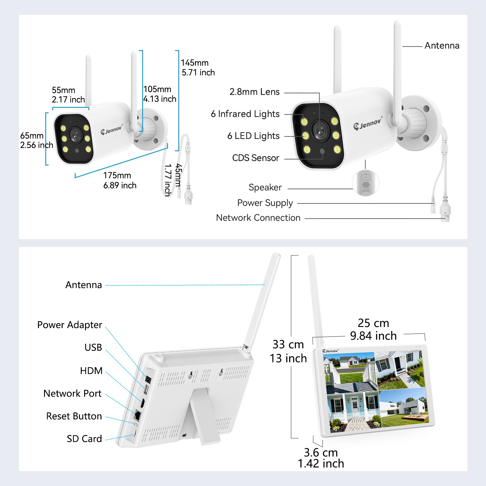 Wireless 5MP 10CH NVR Security Kit 8 Cameras Outdoor Two Way Audio AI Detection