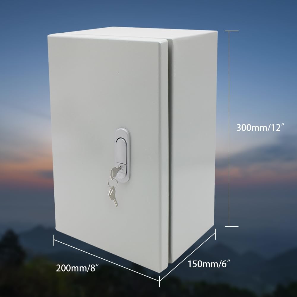 Waterproof Metal Electrical 12x8x6inch(300x200x150mm) Metal, GREY