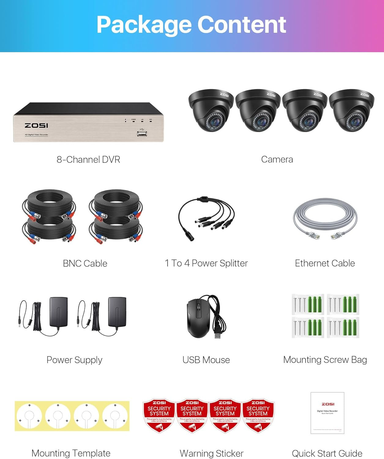 1080P Home Security Cameras System with AI Human/Vehicle Detection,H.265+ 8CH CC