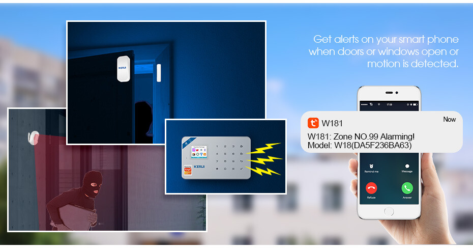 KERUI Wireless Wi-Fi Tuya GSM Smart Home Alarm System Security Motion Detector