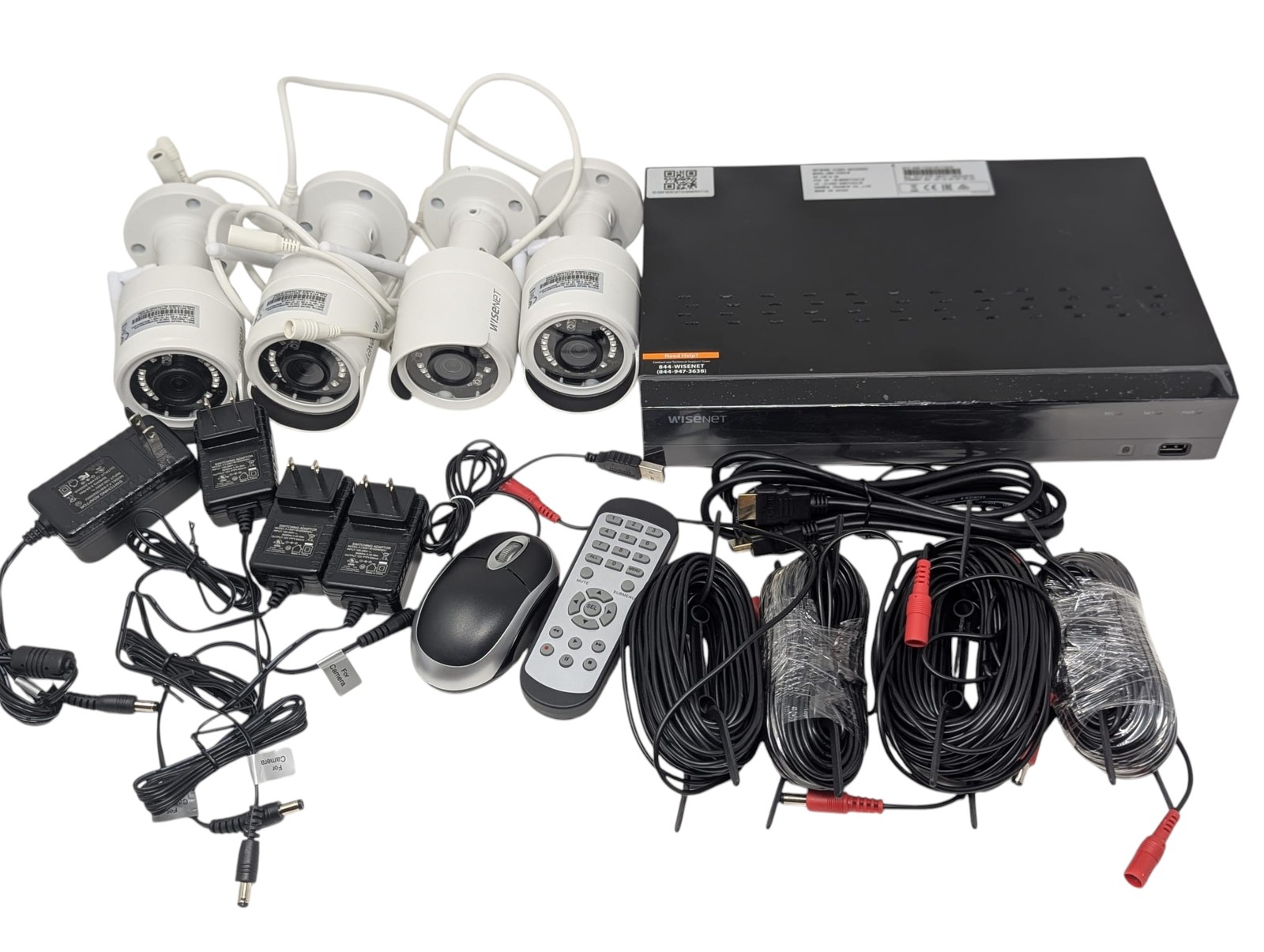 Wisenet SNK-B73041BW 4 Channel Wireless NVR Security System 4 Cameras 1080p LN