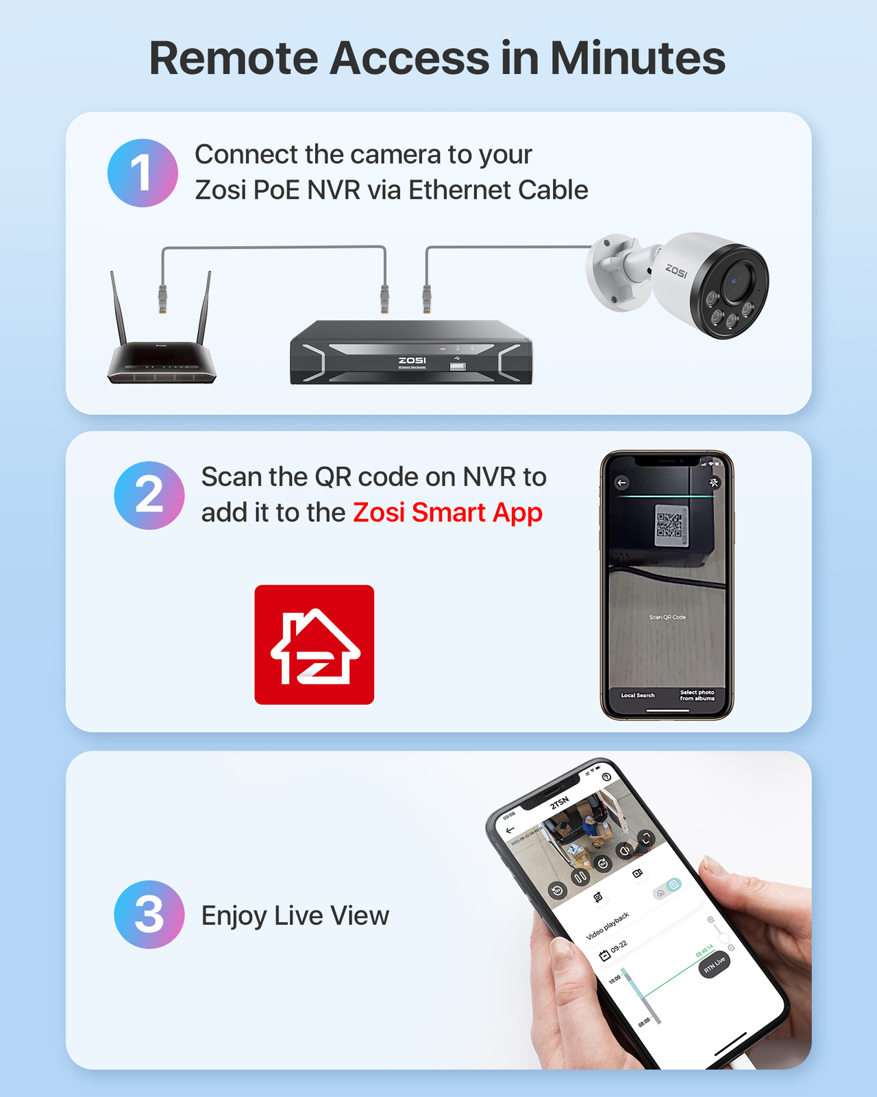 ZOSI 4PK 4MP PoE Security IP Camera System 100ft IR Night Mic Outdoor AI Detect