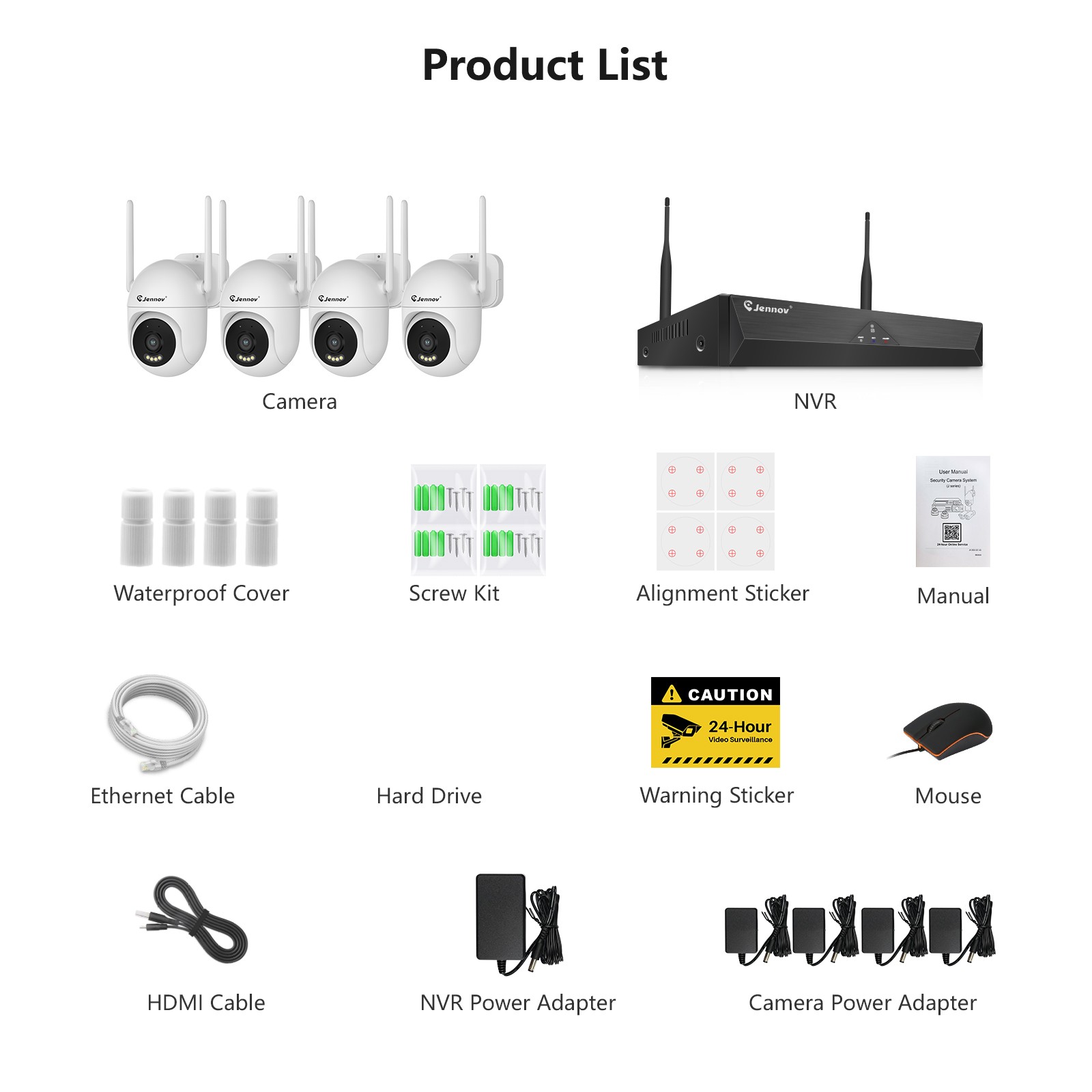 JENNOV Wireless Home Security Camera System 10CH NVR PTZ WiFi Cameras