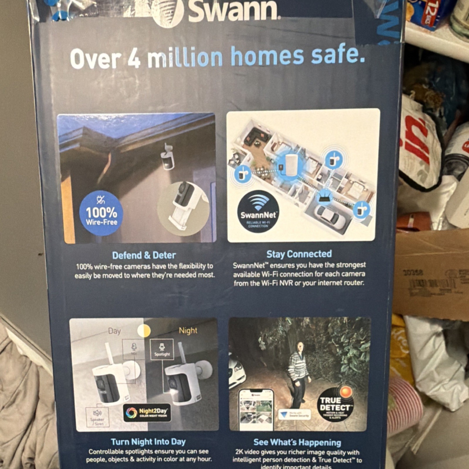 Swann AllSecure600 2K Wireless Security Kit, 3 Battery Cameras, Night Vision