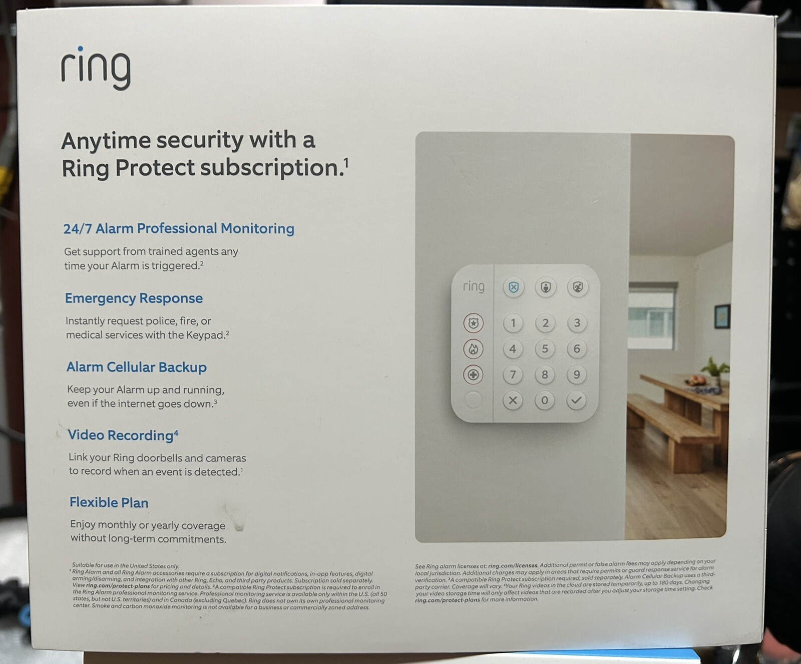 NEW Ring Alarm Home Security Kit 4K18SZ-0EN0 Wireless 8 Piece Kit – White