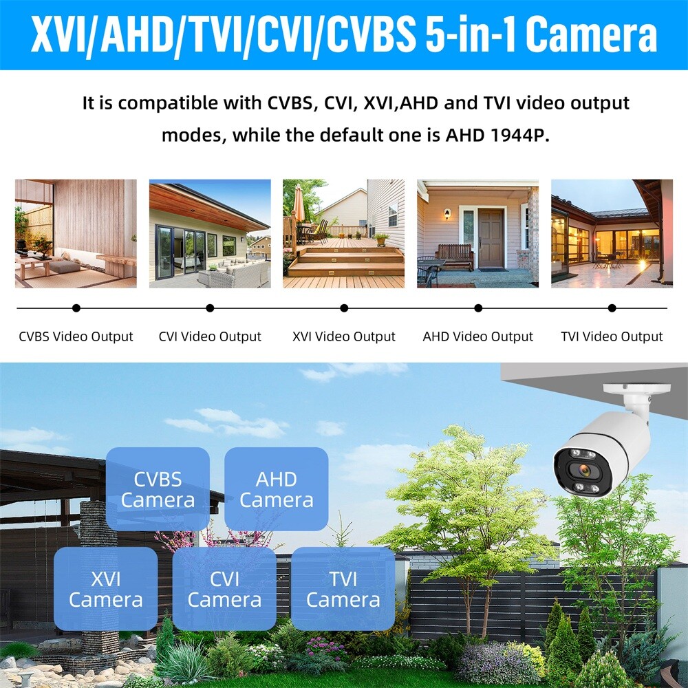 5MP HD 5-in-1 CCTV Home Security Surveillance Camera Cam Outdoor Night Vision