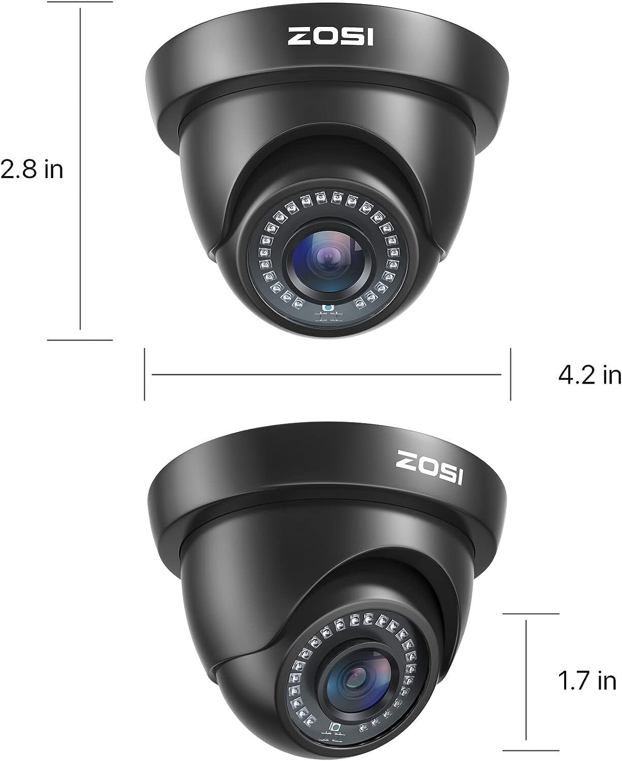 ZOSI 4 Pack 1080P Indoor Outdoor CCTV Security Camera System 80ft Night Vision