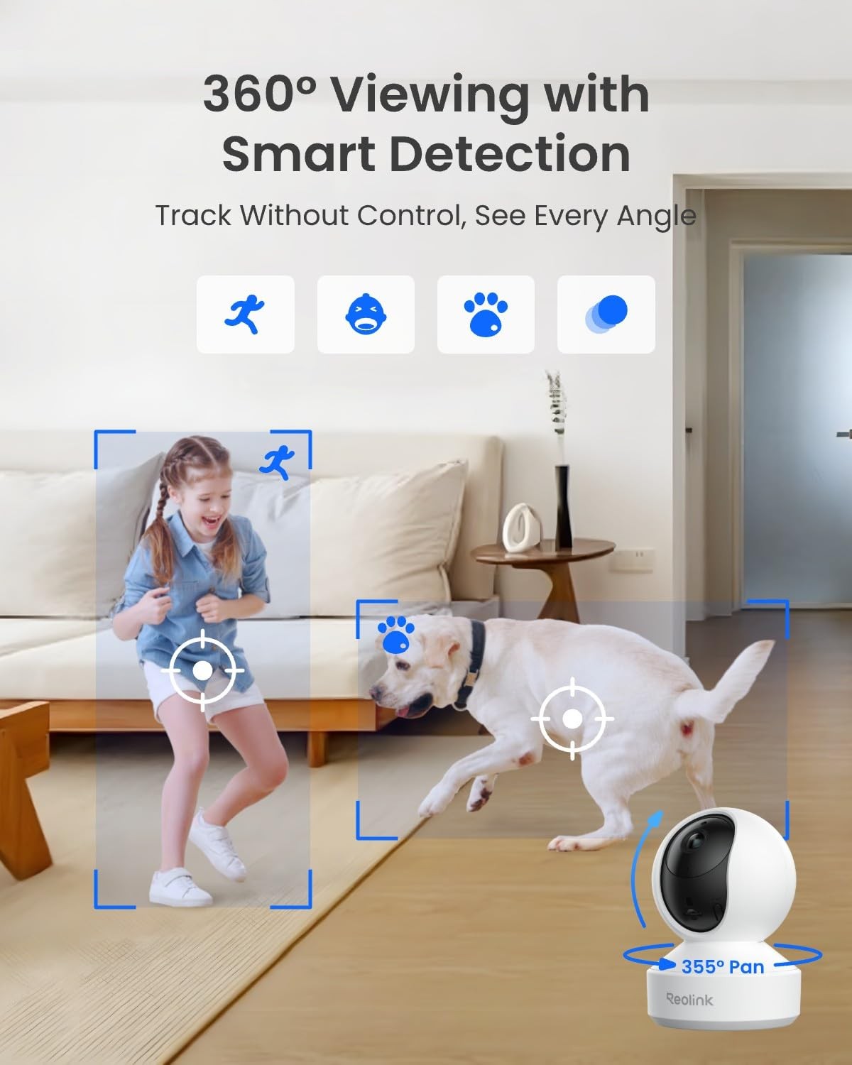 REOLINK E1 Pro 3K Dual-Band Wi-Fi Indoor 1 Count (Pack of 1), White 5MP