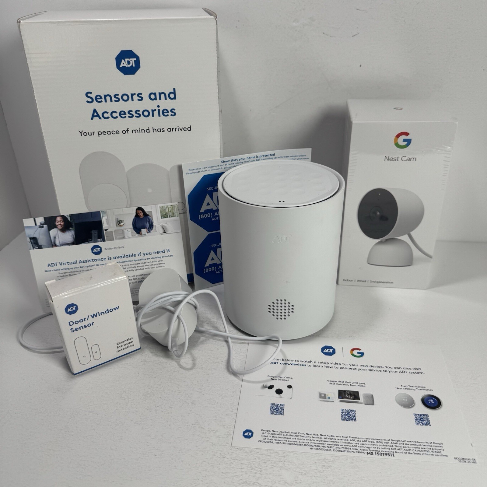ADT Smart Security Hub w/ Google Nest Cam & Door Window Sensor Bundle