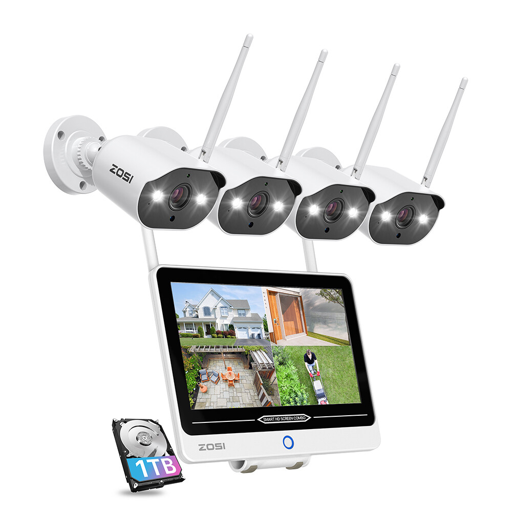 ZOSI 8CH 3MP Home Wireless Security Camera System 12.5″ LCD Monitor 2K WiFi NVR