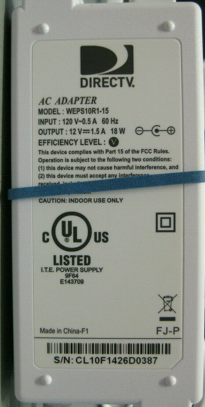 DIRECTV AC/DC ADAPTER / POWER SUPPLY WEPS10R1-15 12v, 1.5A-ORIGINAL