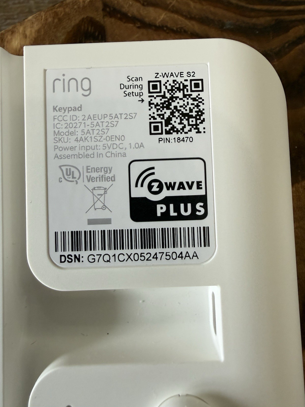 Ring Keypad~ 2nd Gen~ For Ring Alarm Wireless Home Security Systems~ 2-WAVE S2