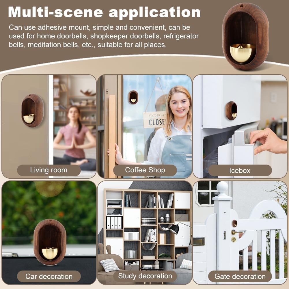 Oval Magnetic Hanging Door Bell, Loud Sound Wooden Zen Grip Doorbell Chime,…