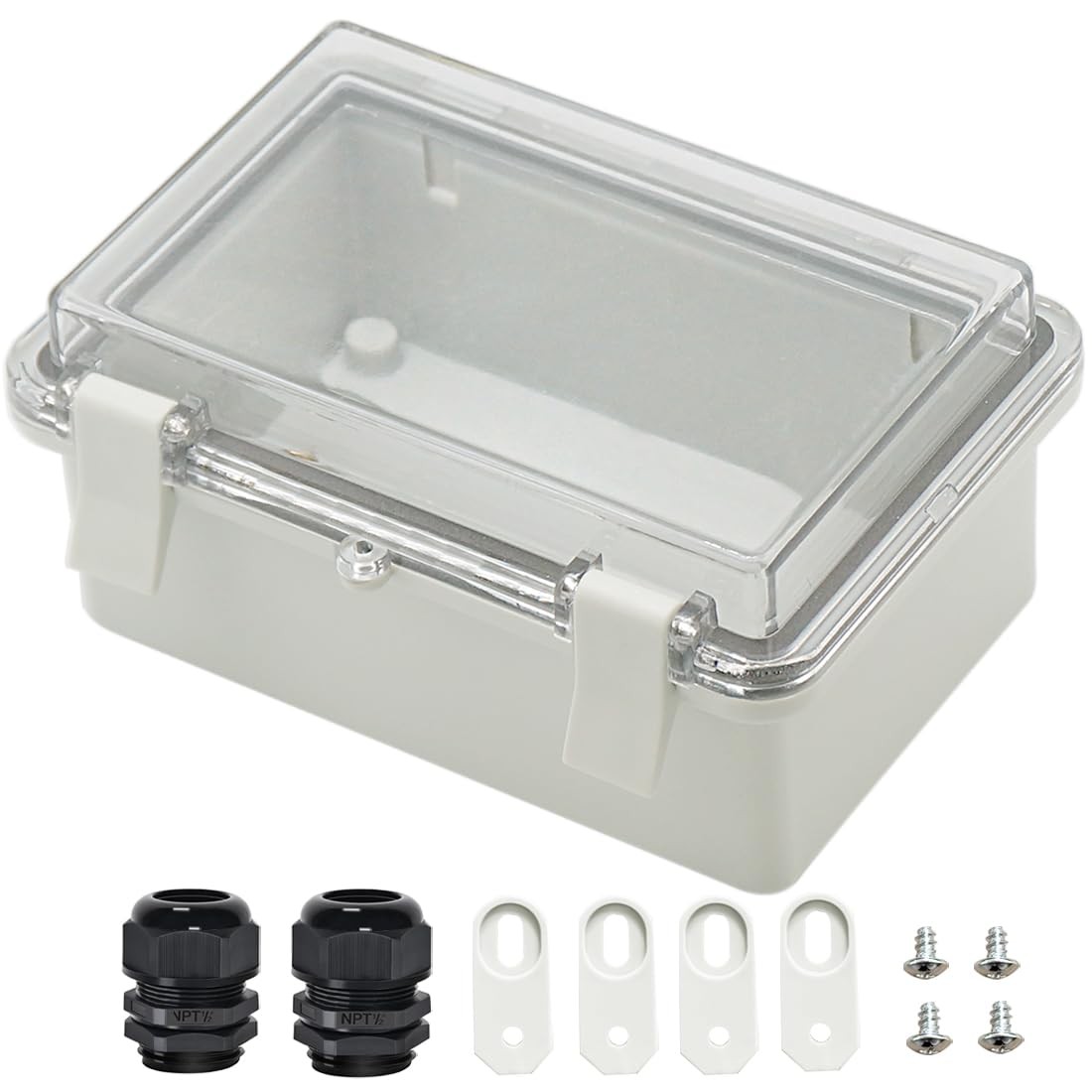 Zulkit Junction Box ABS Plastic 5.9″ x 3.9″ x 2.8″, Grey and Transparent