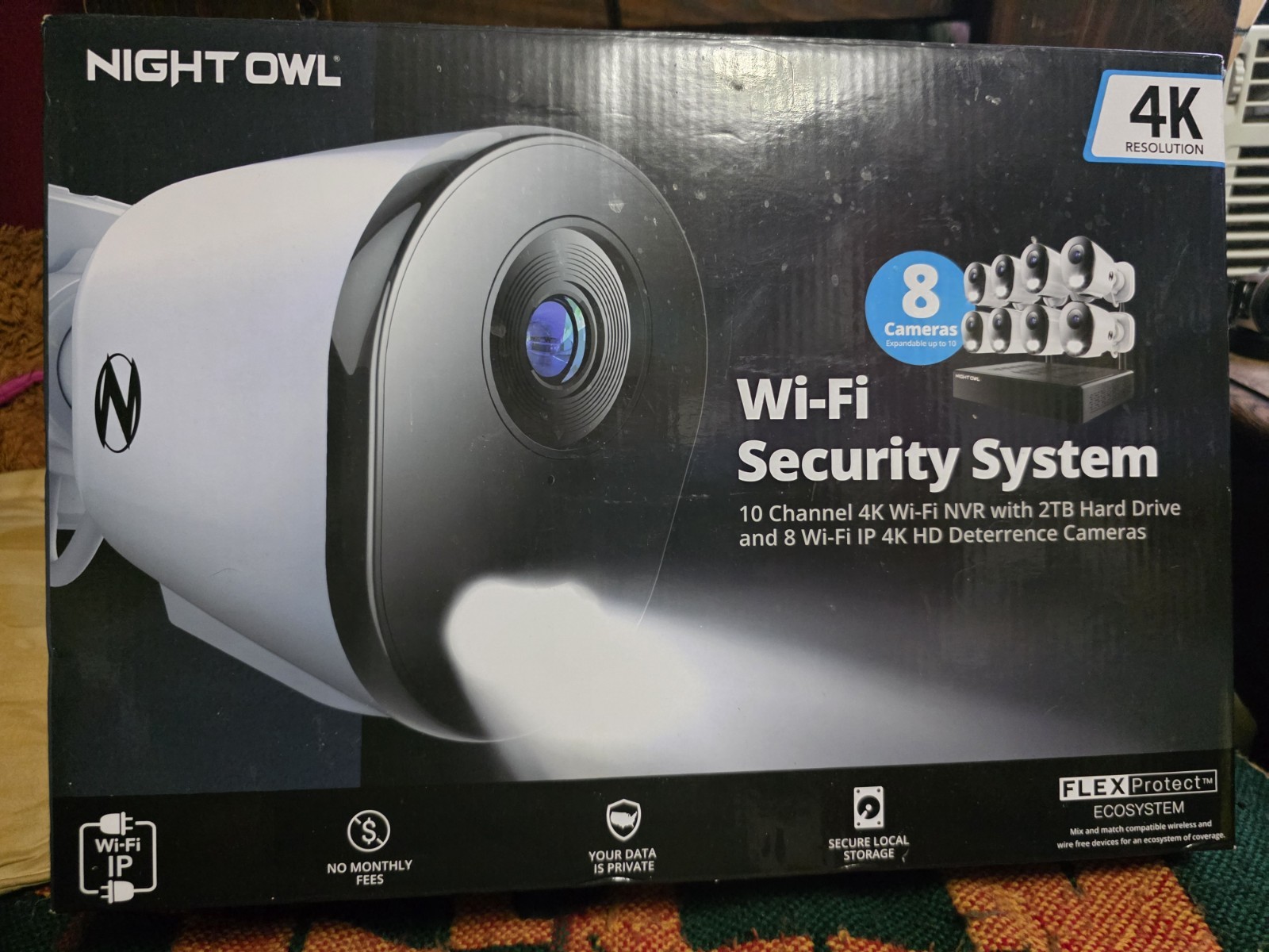 Night Owl 4K Wi‑Fi 10‑Channel NVR 2TB 8 Cam Night Vision 2‑Way Spotlight