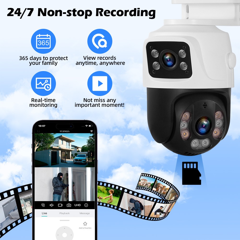 KERUI 8CH NVR 6MP Two Way Audio POE PT Security Camera System AI Detection