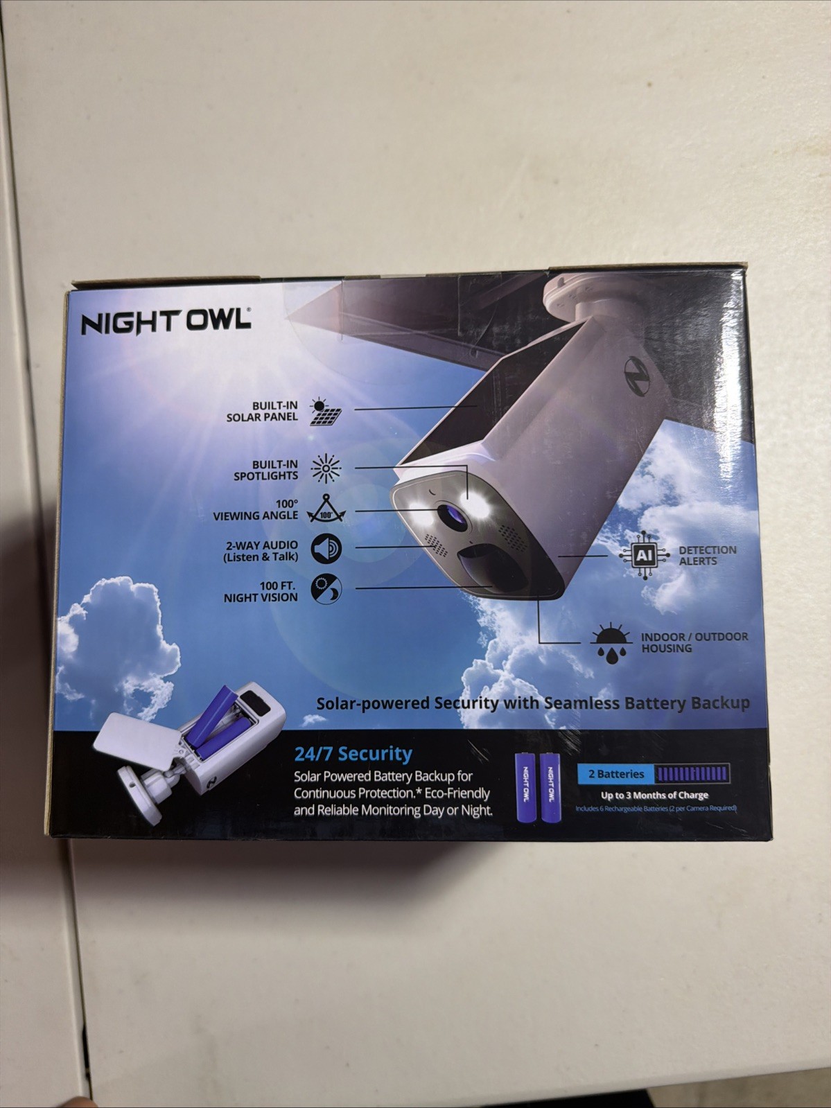 8-Channel 2K 64GB Security System with 3-Battery Solar Powered Spotlight Cameras