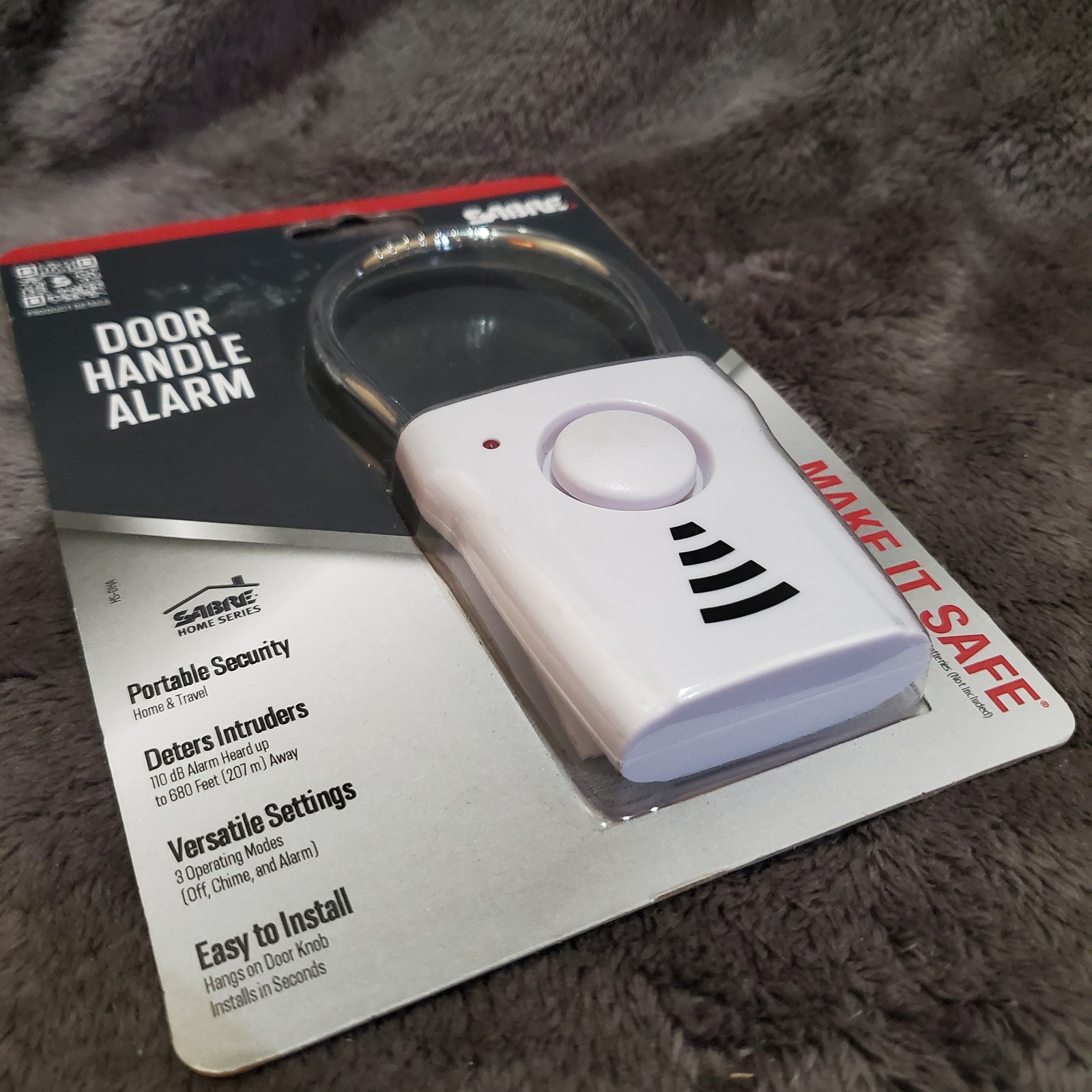 Sabre Door Handle Security Alarm With 2 Detection 3 Operating Modes 110db Sound