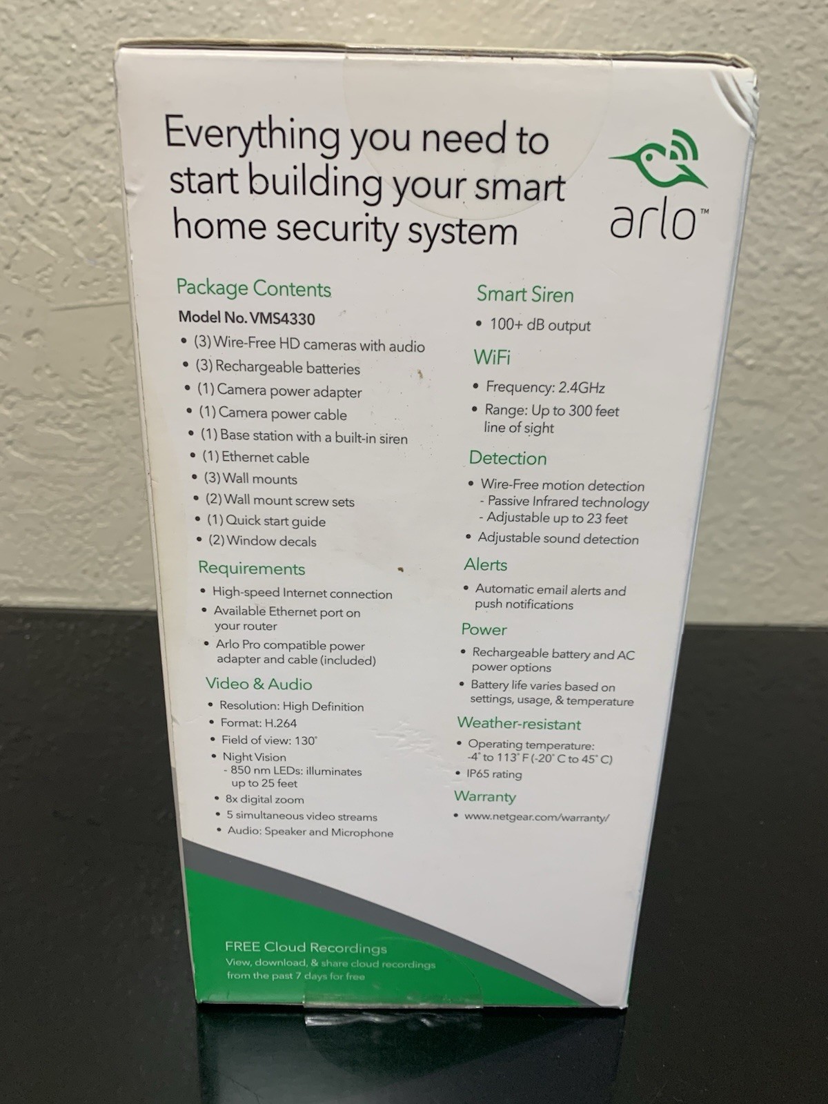 Arlo Pro Netgear VMS4330-100NAS 3 Camera HD Security System Brand New In Box