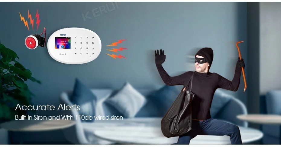 Alarm Security System For Smart Home Burglar WiFi GSM App Motion Sensor Kit