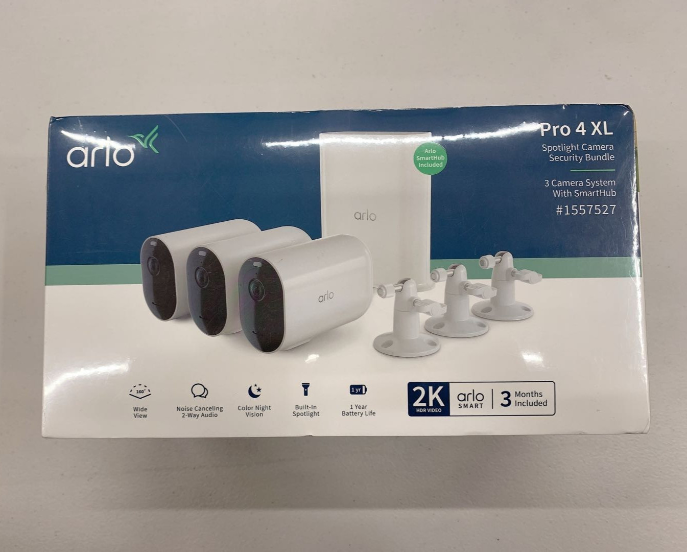 Arlo Pro 4 XL Spotlight Wireless Indoor/Outdoor 3 Camera Bundle FACTORY SEALED