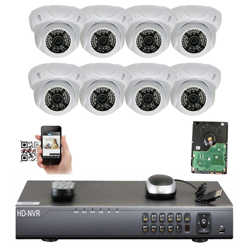 8Ch 12MP H.265 Alarm NVR 2592P 5MP PoE 48IR IP ONVIF Dome Security Camea