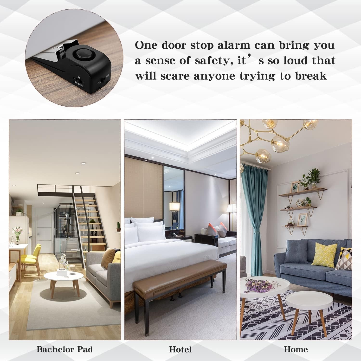 Compact Dual-Function Door Stop Alarm with 120DB Siren – Convenient Safety