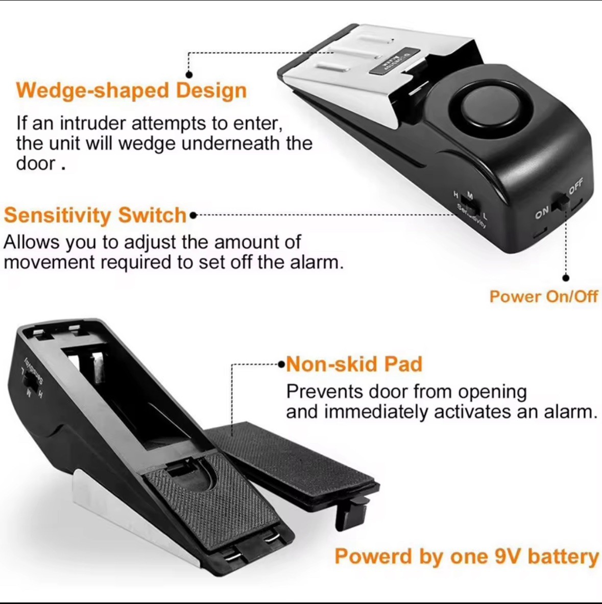 4 pack :Portable Anti-Theft 120DB Alarm Door Stopper security Door Alarm:4 Pack