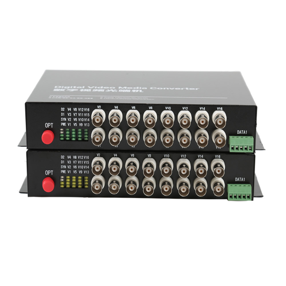 New 16CH Video Data Fiber Optical Converter Composite Transmitter Receiver CCTV