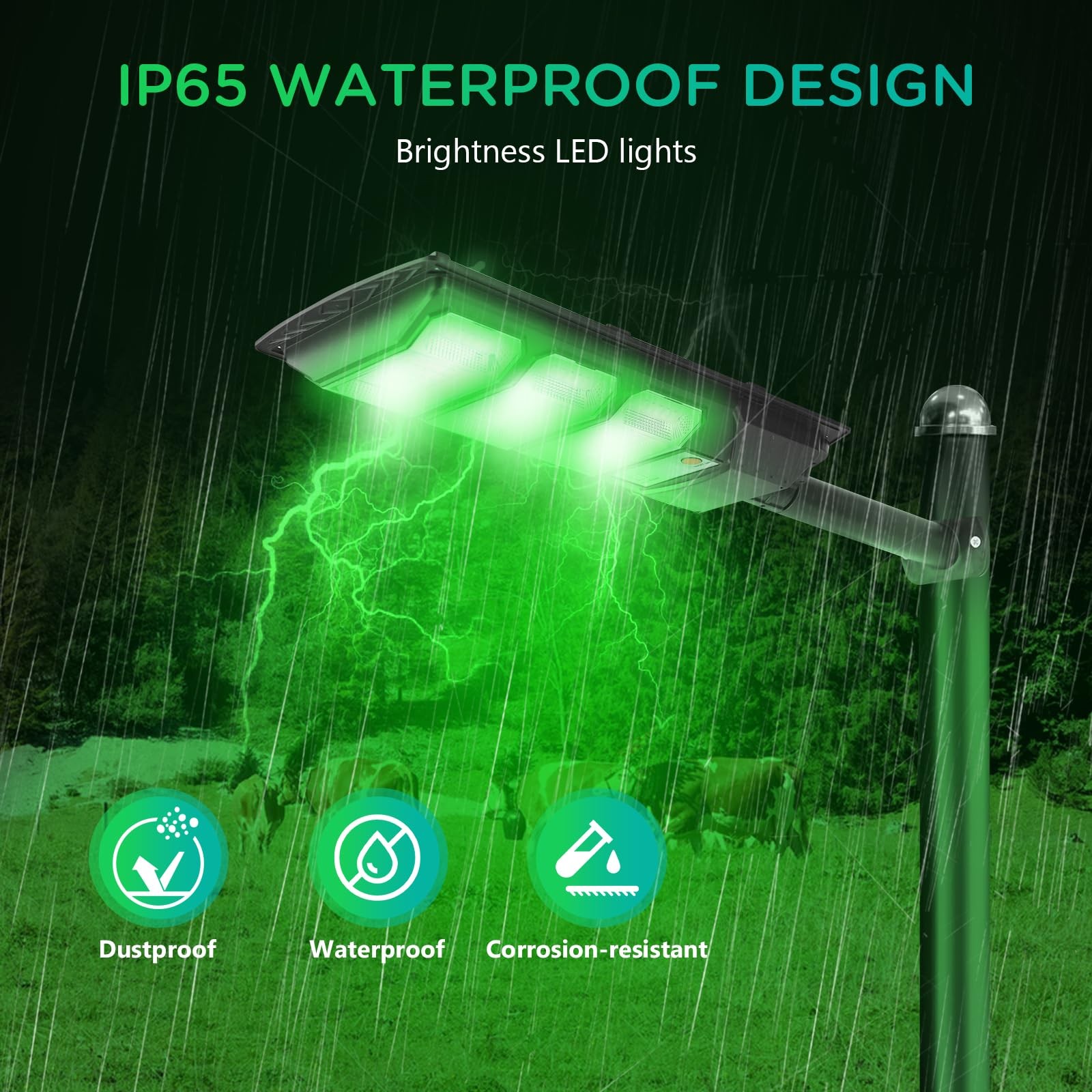 Hog Lights for Night Hunting, Zuomeng Solar Green Light, Motion Black