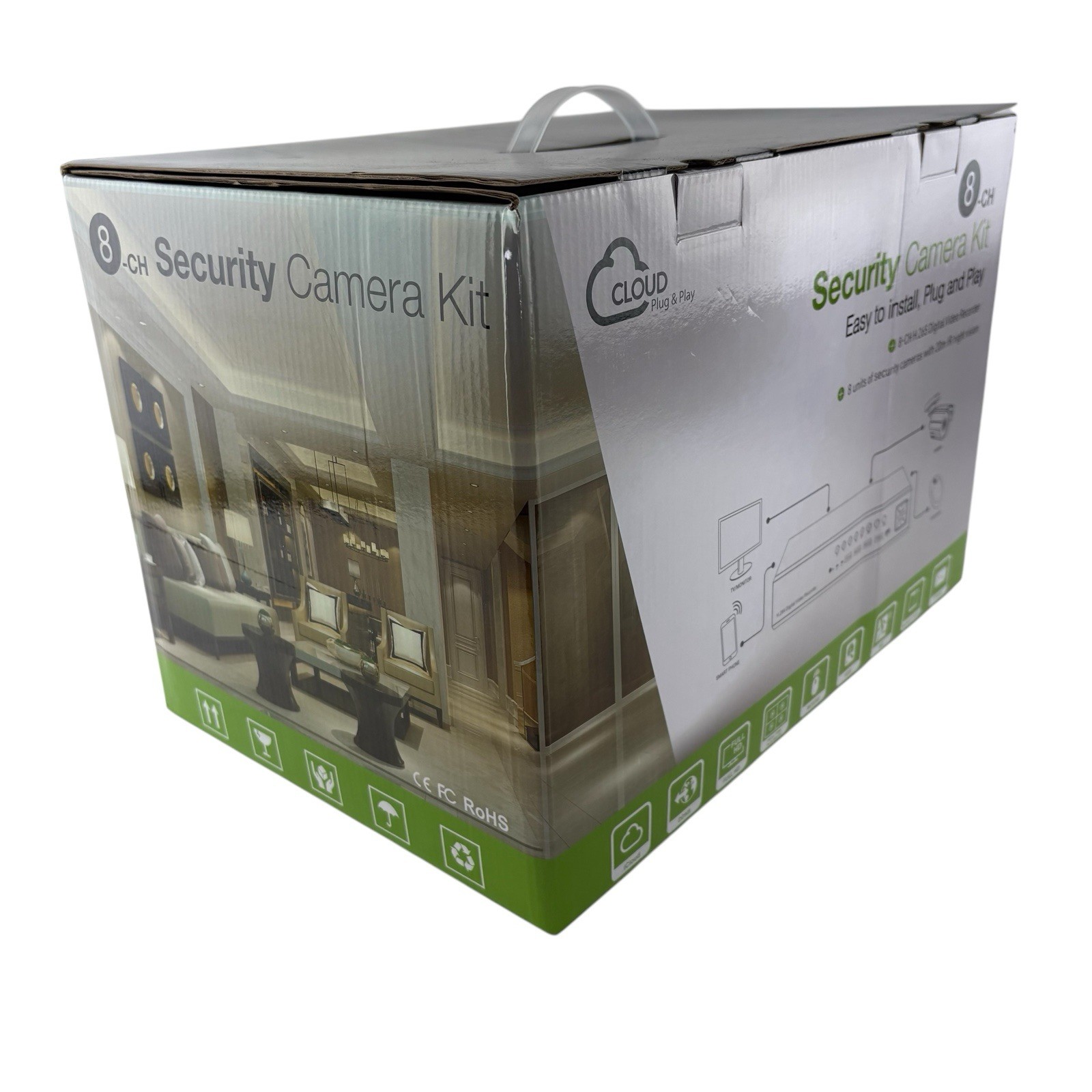 POE 8 CH Security Camera Kit w 4 HD IR Night Vision Cameras Cloud Plug & Play