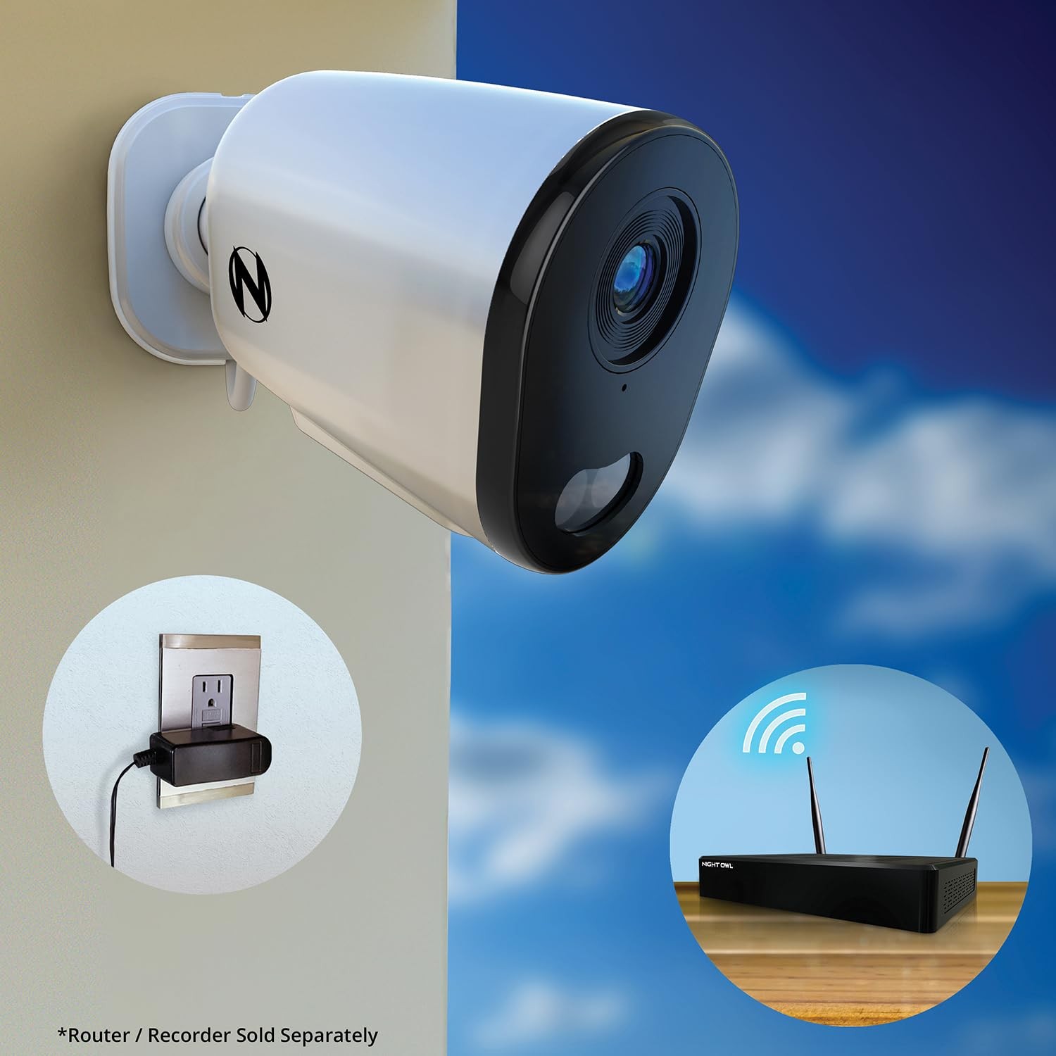 Plug-in Wireless 4K HD Indoor/Outdoor Deterrence Camera with 2-Way Audio (2 C…