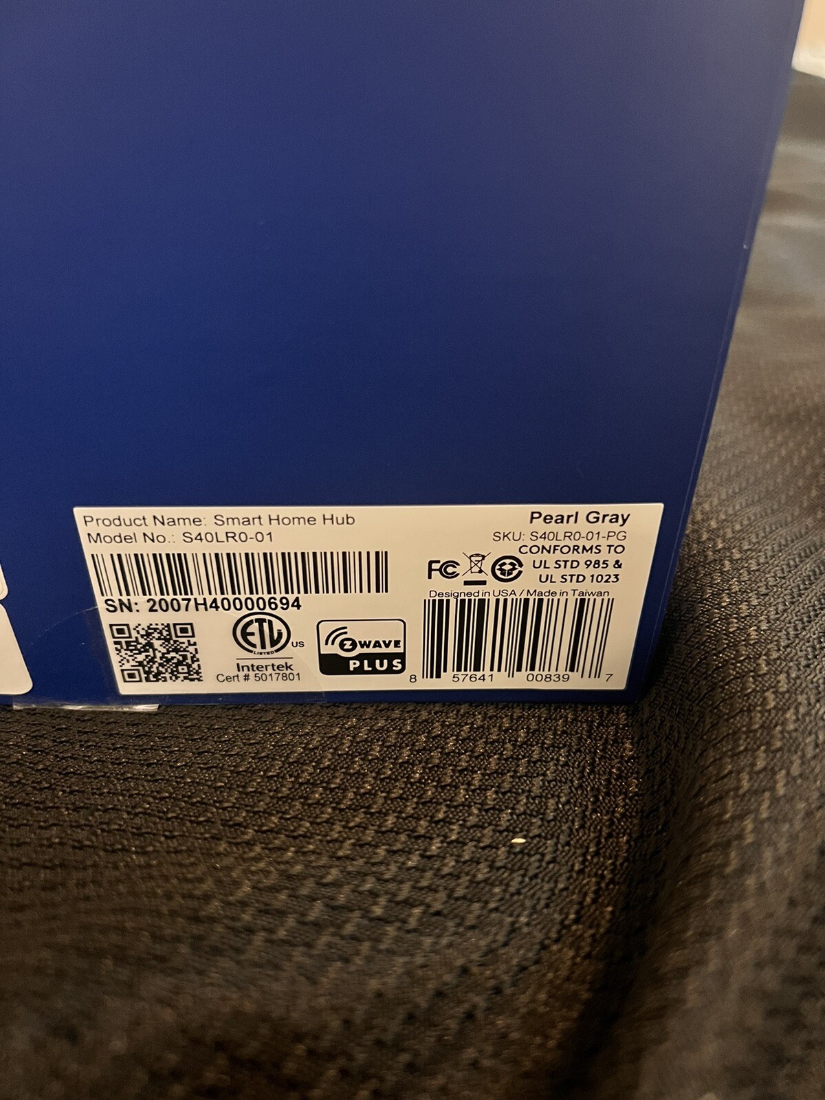 New In open box. Blue by ADT Smart Home Hub White S40LR0-01-PG.
