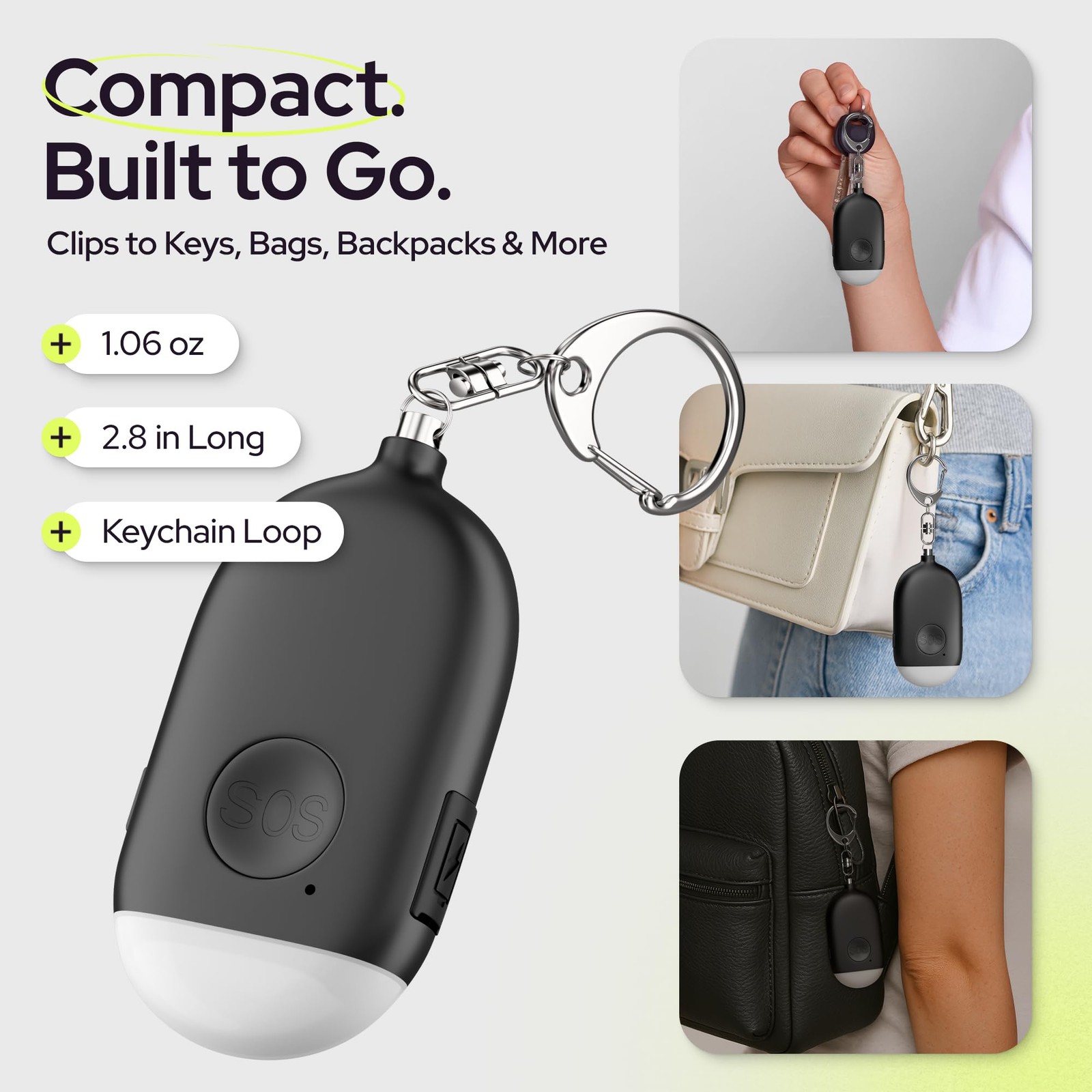 Rechargeable Personal Alarm Keychain – 130dB Siren & LED Light – 2 Pack Perso…