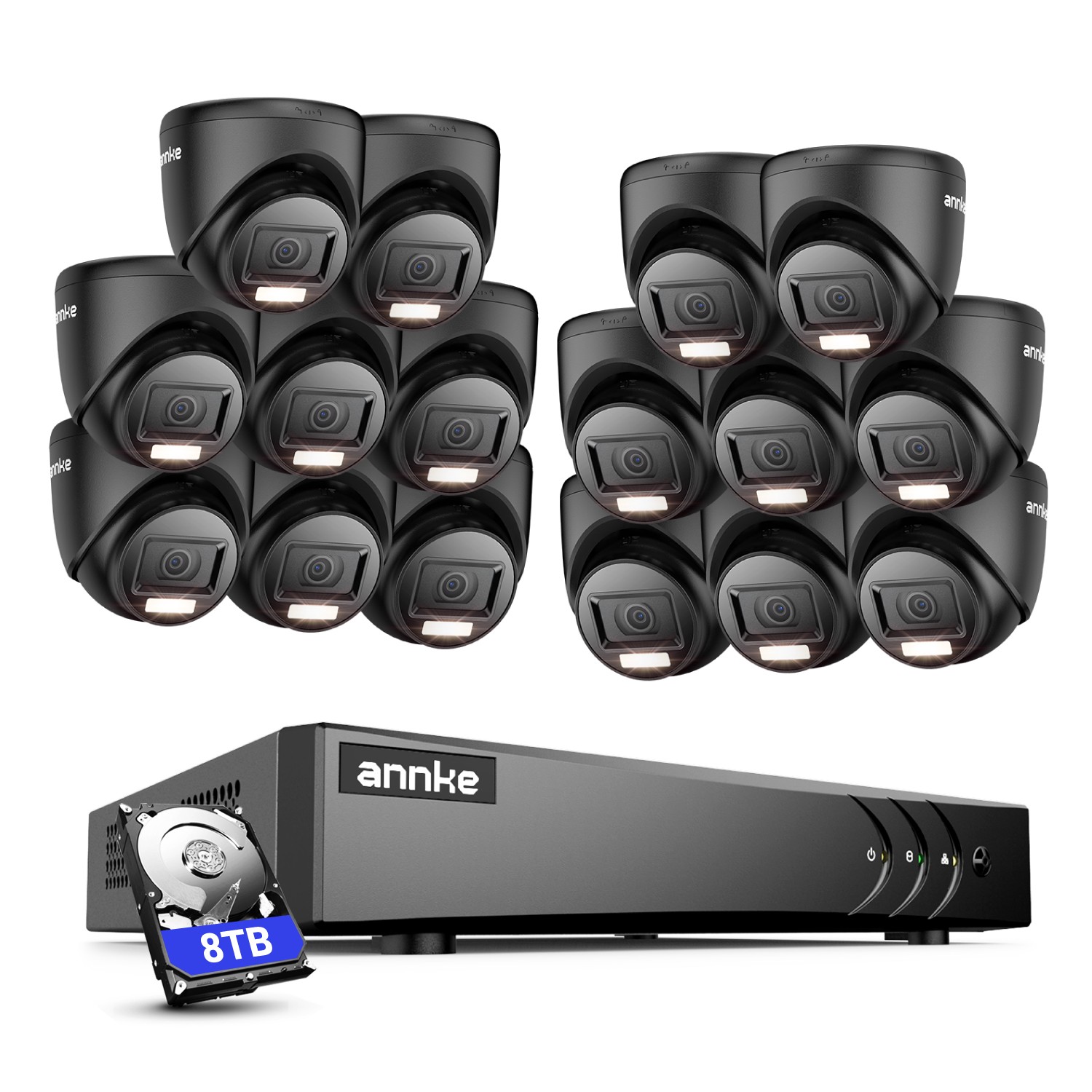 ANNKE 16CH 5MP Lite DVR 1080P CCTV Security Camera System AI Color Night H.265+