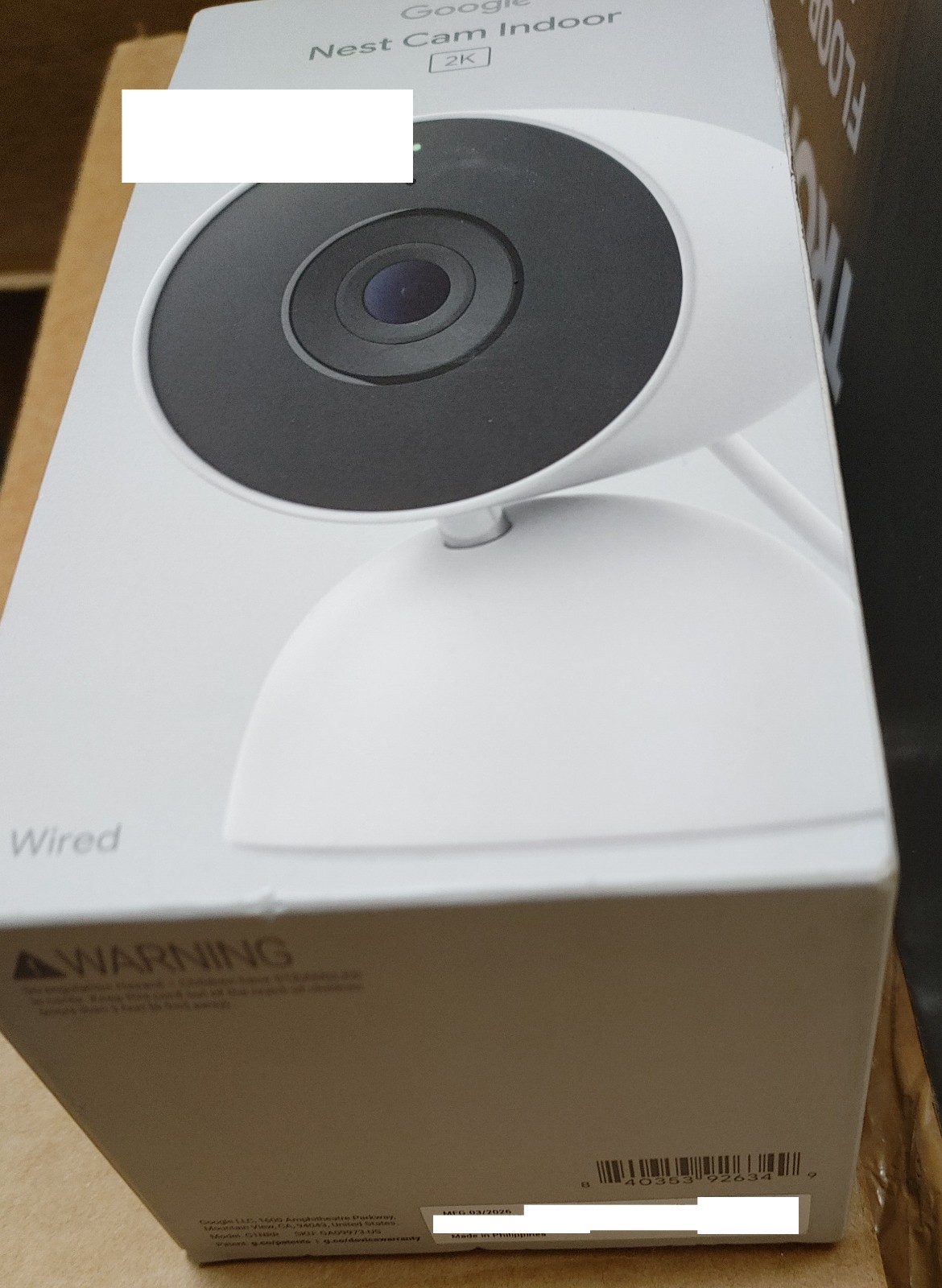 Google Nest Cam Indoor Wired 3rd Gen Security Camera with 2K HD Video Snow New