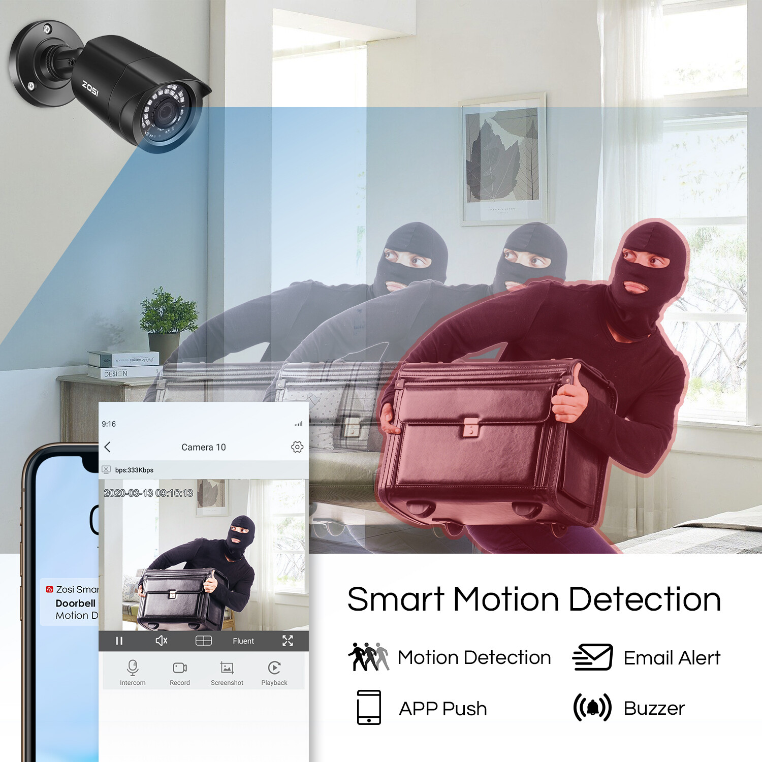 ZOSI 8CH 1080p H.265+ Security Camera System 5MP Lite CCTV DVR Outdoor HD IR Kit