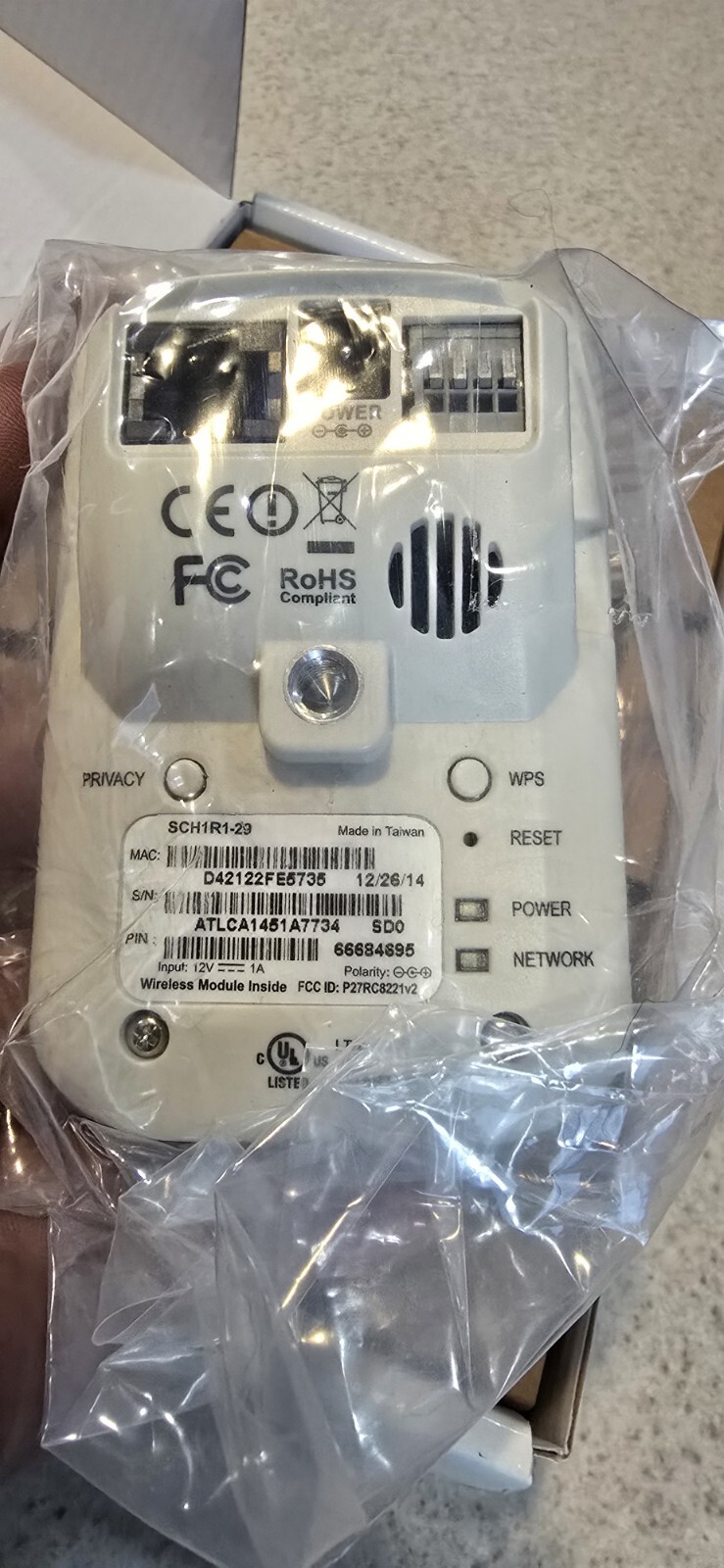 LifeShield SCH1R1-29 White & Black Wired SCH1R0 Camera with Stand & Power Cable