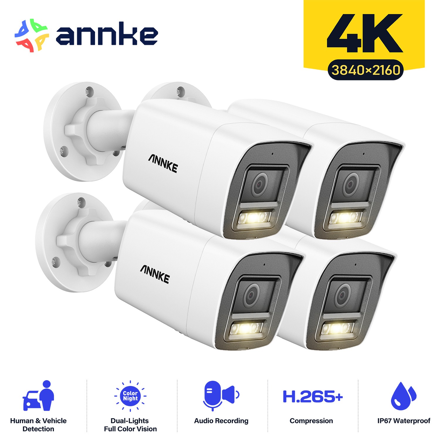 ANNKE 4K POE Security IP Camera C800 Audio Recording Outdoor Color Night H.265+
