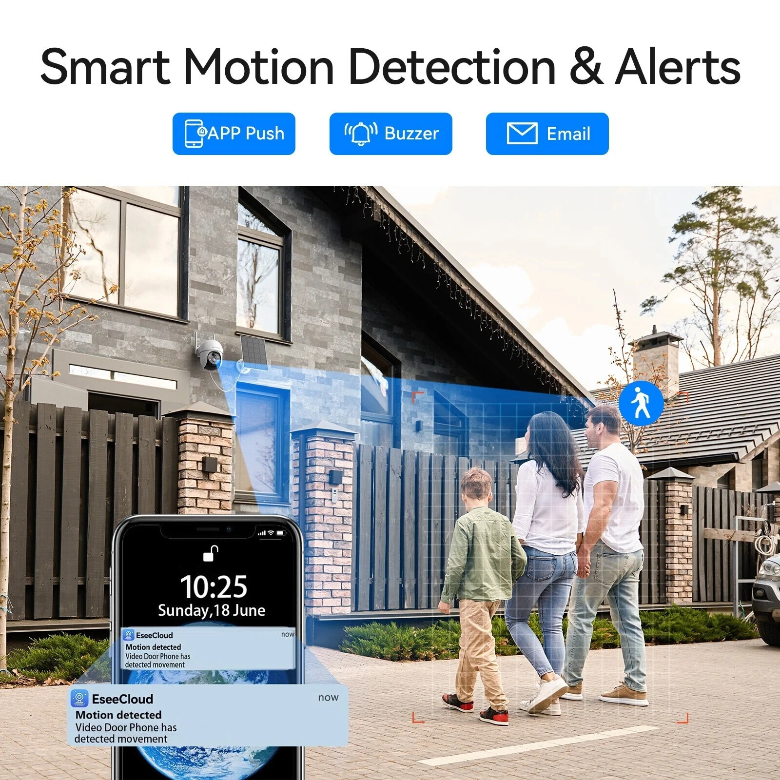 TMEZON 4MP Solar Battery PTZ Wireless Wifi Security Camera System 12” Monitor