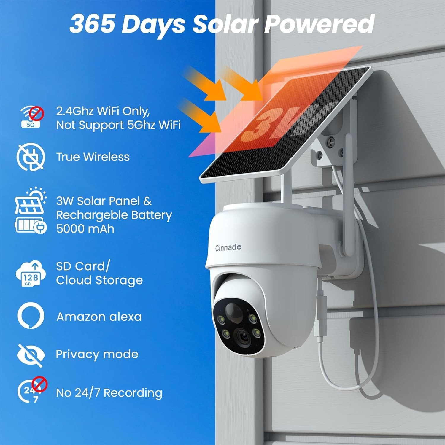 CINNADO 2-Pack 2K Solar Powered & Wireless Outdoor Cameras for Home Security